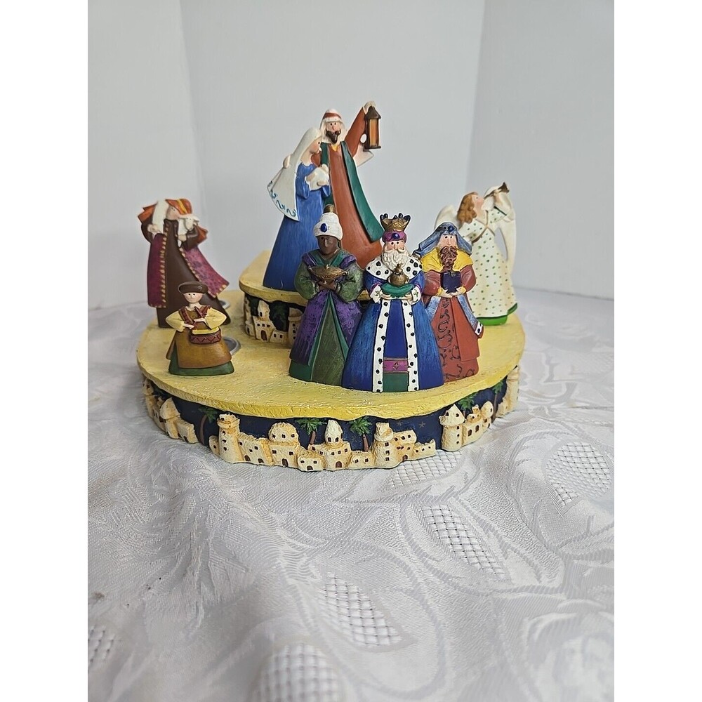 Christmas Nativity Advent candle holder 3D Round Holy Family 3 Kings Angel  More